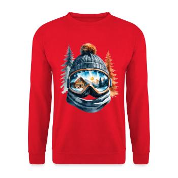 Winterlandschaft Spiegelung Goggles - Unisex Pullover - Rot - Vorne - Alina (178cm) & Michal (187cm)