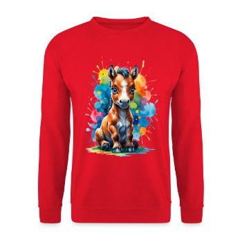 Rainbow pony in a splash of color - Unisex Sweatshirt - red - Front - Alina (178cm) & Michal (187cm)