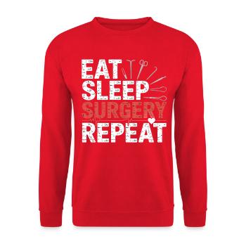 Eat Sleep Surgery Repeat - Unisex Sweatshirt - red - Front - Alina (178cm) & Michal (187cm)