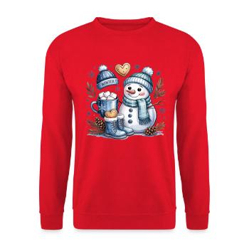 Winter Magic Snowman Cocoa - Unisex Sweatshirt - red - Front - Alina (178cm) & Michal (187cm)