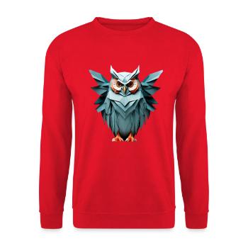 Bleu Low-Poly Owl Design - Sweat-shirt Unisexe - rouge - Devant - Alina (178cm) & Michal (187cm)