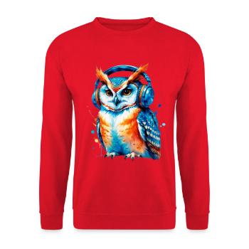 Casque hibou en jeu de couleurs - Sweat-shirt Unisexe - rouge - Devant - Alina (178cm) & Michal (187cm)