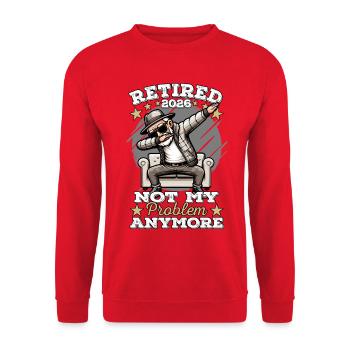 Pensioner 2026, Retirement Man, Retirement, Legend - Unisex Sweatshirt - red - Front - Alina (178cm) & Michal (187cm)