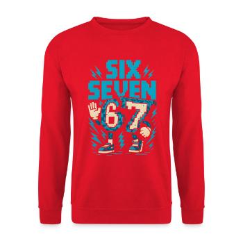 67 Pixel Flash Retro - Unisex Sweatshirt - red - Front - Alina (178cm) & Michal (187cm)