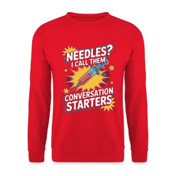 Dialysis Nurse Needles I Call Them Dialysis Worker - Unisex Pullover - Rot - Vorne - Alina (178cm) & Michal (187cm)