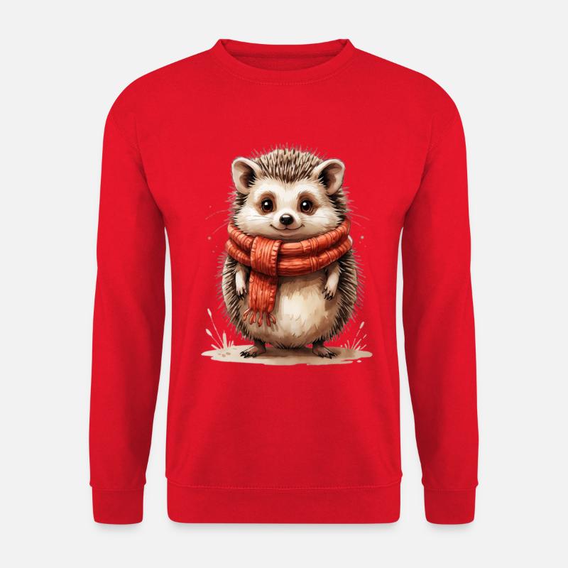Winter hedgehog with red scarf - Unisex Sweatshirt - red