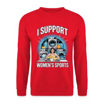 I Support Women's Sports Unwearable Bootleg - Unisex Sweatshirt - red - Front - Alina (178cm) & Michal (187cm)