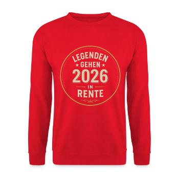 Legenden gehen 2026 in Rente Shirt - Unisex Pullover - Rot - Vorne - Alina (178cm) & Michal (187cm)