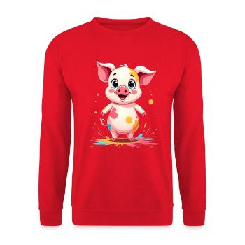 Cheerful play of colours piglets - Unisex Sweatshirt - red - Front - Alina (178cm) & Michal (187cm)