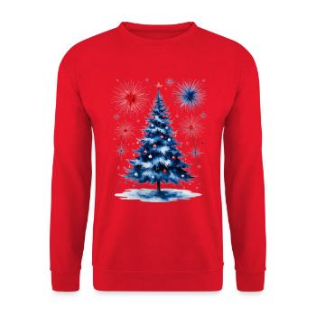 Feuerwerk Weihnachtsbaum Muster - Unisex Pullover - Rot - Vorne - Alina (178cm) & Michal (187cm)