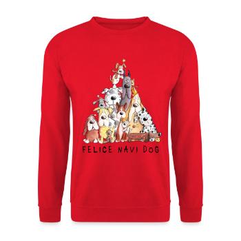 Felice Navi chien chiens Noël dicton - Sweat-shirt Unisexe - rouge - Devant - Alina (178cm) & Michal (187cm)