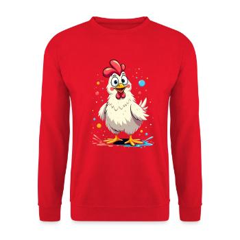 Motif poulet coloré - Sweat-shirt Unisexe - rouge - Devant - Alina (178cm) & Michal (187cm)