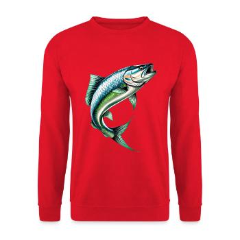 Jumping perch in green-blue - Unisex Sweatshirt - red - Front - Alina (178cm) & Michal (187cm)