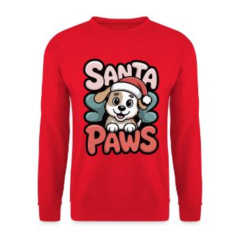 Santa Paws – Niedlicher Weihnachtshund, Geschenk - Unisex Pullover - Rot - Vorne - Alina (178cm) & Michal (187cm)