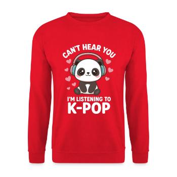 Kawaii Panda – Süßes K-Pop Style Design - Unisex Pullover - Rot - Vorne - Alina (178cm) & Michal (187cm)
