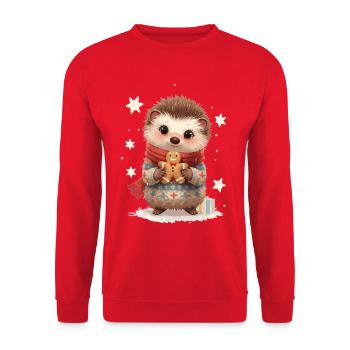 Cuddly hedgehog with gingerbread - Unisex Sweatshirt - red - Front - Alina (178cm) & Michal (187cm)