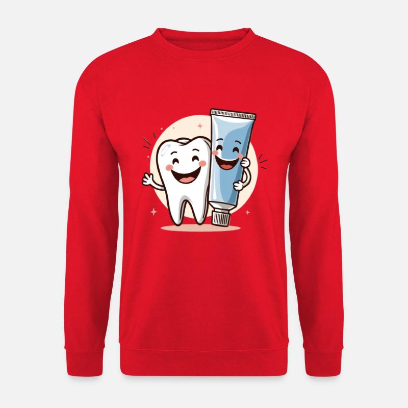 Lächelnder Zahn mit Zahnpasta - Unisex Pullover - Rot