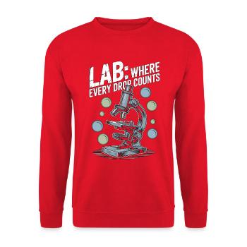 Laboratoire de techniciens de laboratoire où chaque Drop Scientist - Sweat-shirt Unisexe - rouge - Devant - Alina (178cm) & Michal (187cm)