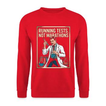Lab Technician Running Tests Medical Technologist - Unisex Pullover - Rot - Vorne - Alina (178cm) & Michal (187cm)