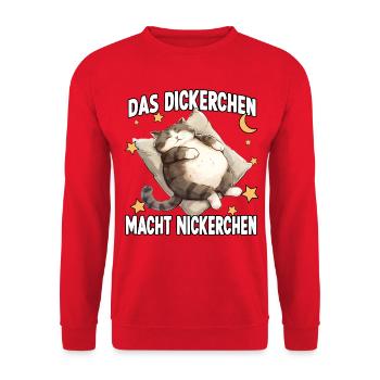 Lustiges Katzennachthemd Faulenzer Katzen - Unisex Pullover - Rot - Vorne - Alina (178cm) & Michal (187cm)