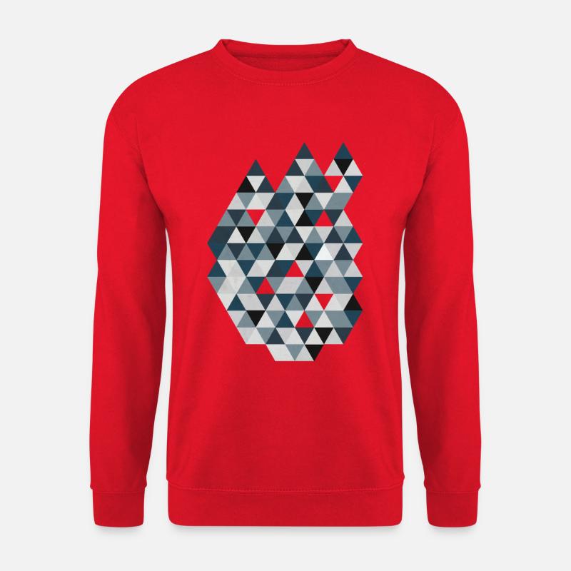 Blue Triangle Mosaic Geometry Triangles - Unisex Sweatshirt - red