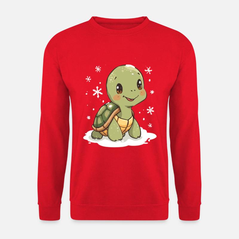 Winterliche Schildkröte im Schnee - Unisex Pullover - Rot