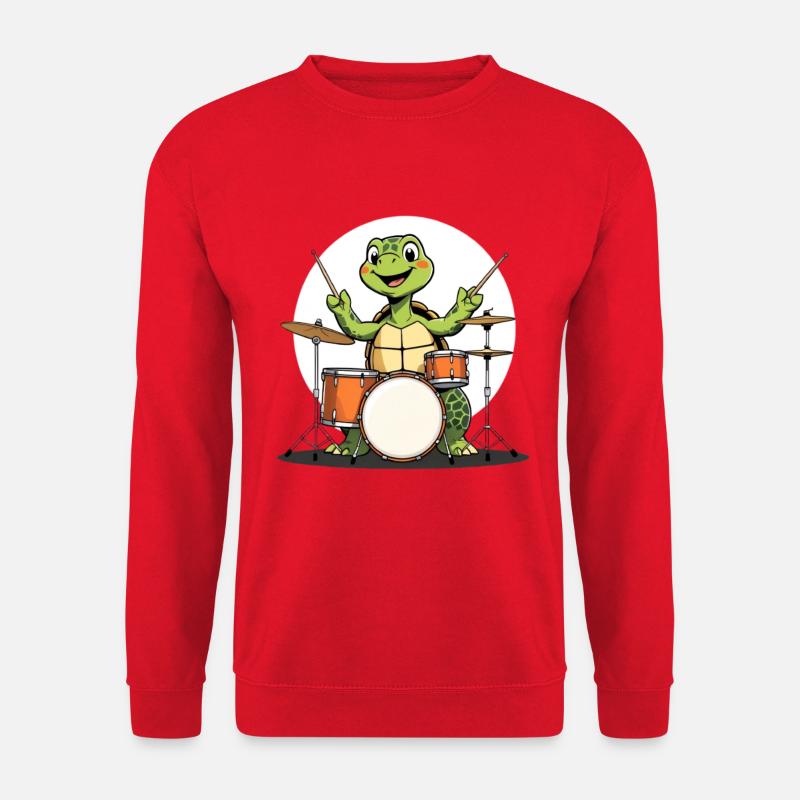 Schildkroete am Drumset - Unisex Pullover - Rot