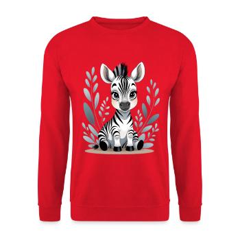 Zebra Baby im Blätterrahmen - Unisex Pullover - Rot - Vorne - Alina (178cm) & Michal (187cm)