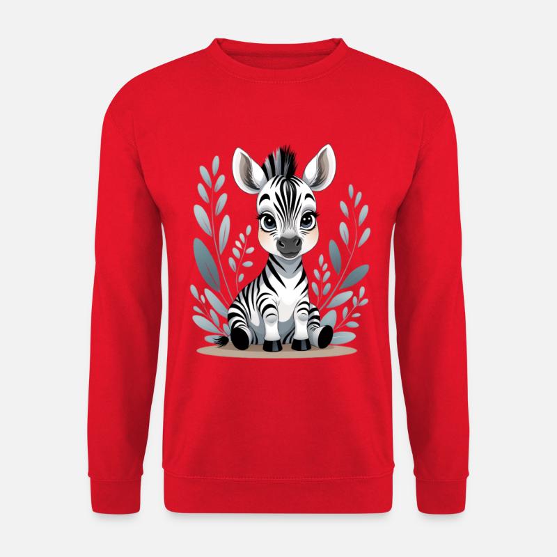 Zebra Baby in Leaf Frame - Unisex Sweatshirt - red