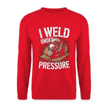 Welder I Weld Under Pressure Mechanic Workshop - Unisex Pullover - Rot - Vorne - Alina (178cm) & Michal (187cm)