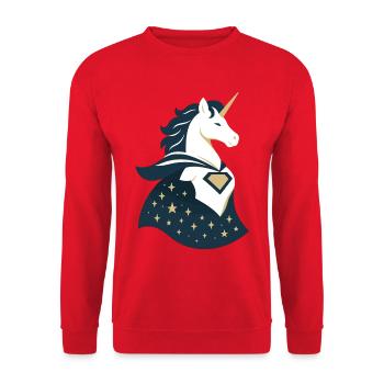 Unicorn with cape, magic in the heart - Unisex Sweatshirt - red - Front - Alina (178cm) & Michal (187cm)