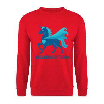 Fier Surfeur de Vagues, Puissance de Licorne, Mer - Sweat-shirt Unisexe - rouge - Devant - Alina (178cm) & Michal (187cm)