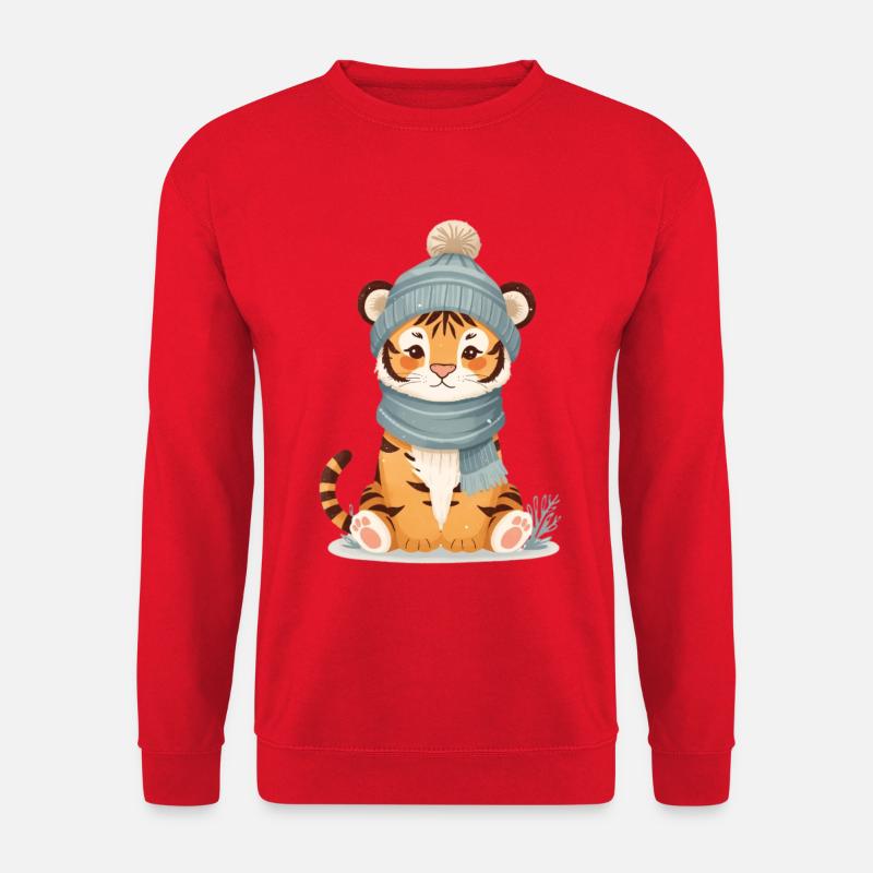 Winter tiger with cap - Unisex Sweatshirt - red