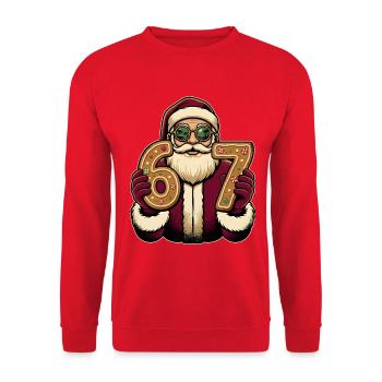 Le sucre du Père Noël compte 67 - Sweat-shirt Unisexe - rouge - Devant - Alina (178cm) & Michal (187cm)