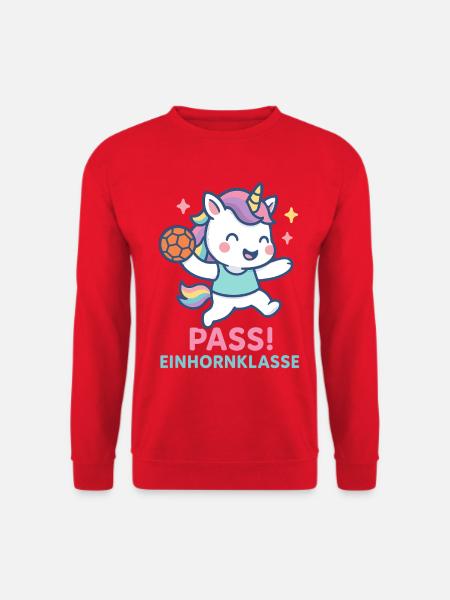 Einhorn Handball Pass, Einhornklasse Assist - Unisex Pullover - Rot