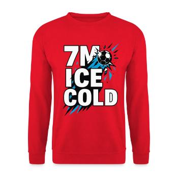 Handball 7 Meter, I c e Cold, Nervenstark - Unisex Pullover - Rot - Vorne - Alina (178cm) & Michal (187cm)