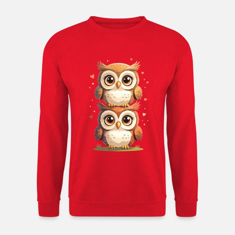 Zwillings Eulen Popkunst - Unisex Pullover - Rot