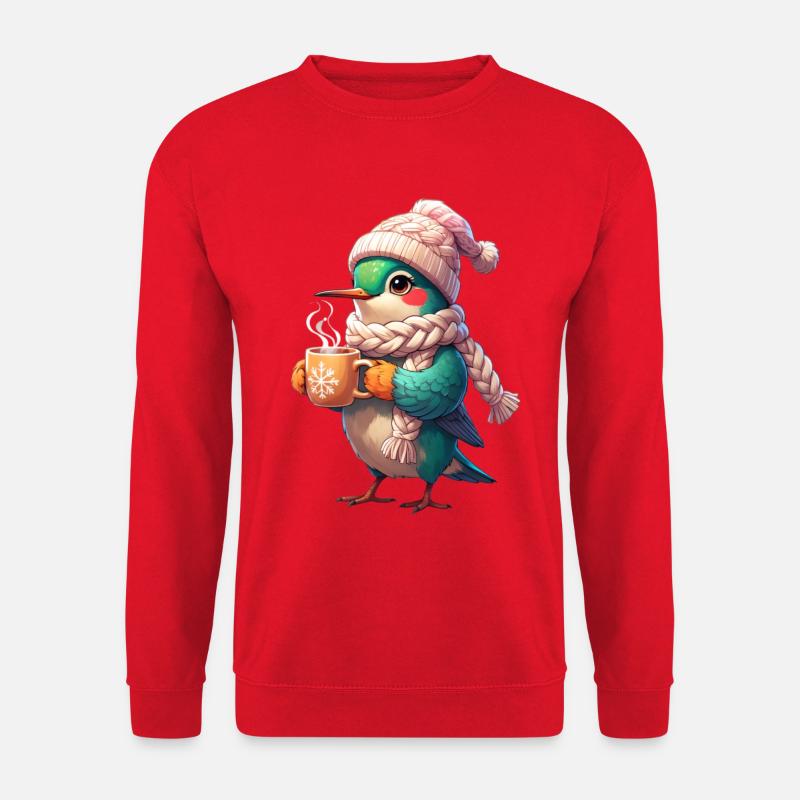 Écharpe d’oiseau granuleuse d’hiver - Sweat-shirt Unisexe - rouge