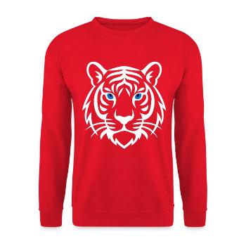 Weißer Tiger Tribal - Unisex Pullover - Rot - Vorne - Alina (178cm) & Michal (187cm)