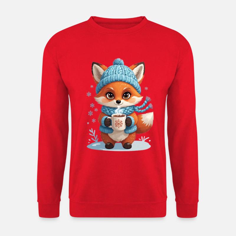 Winter fox with cocoa - Unisex Sweatshirt - red
