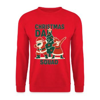 Christmas Dab Squad, Santa Family Fun - Unisex Pullover - Rot - Vorne - Alina (178cm) & Michal (187cm)