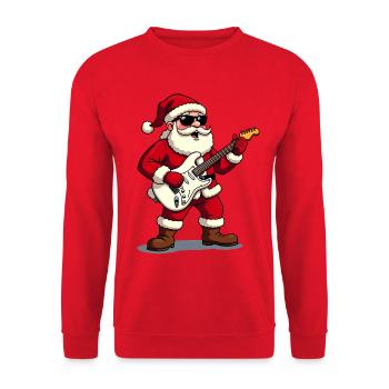Rocking Santa Claus with guitar - Unisex Sweatshirt - red - Front - Alina (178cm) & Michal (187cm)