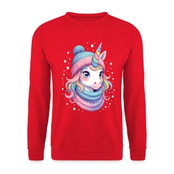 Pastel Unicorn Winter Dream - Unisex Sweatshirt - red - Front - Alina (178cm) & Michal (187cm)