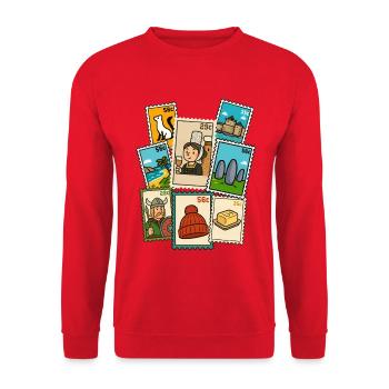 Bretonische Stempel Brittany Pride BZH Geschichte - Unisex Pullover - Rot - Vorne - Alina (178cm) & Michal (187cm)