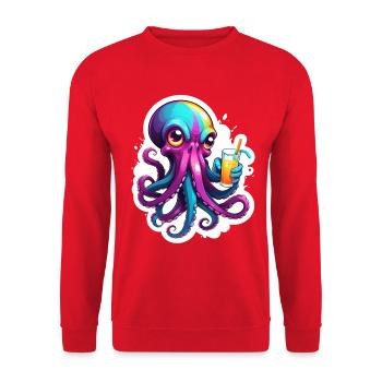 Pieuvre colorée avec boisson - Sweat-shirt Unisexe - rouge - Devant - Alina (178cm) & Michal (187cm)