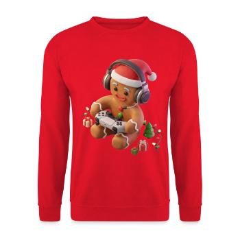 Spaßiges Lebkuchen-Weihnachtsspiel - Unisex Pullover - Rot - Vorne - Alina (178cm) & Michal (187cm)