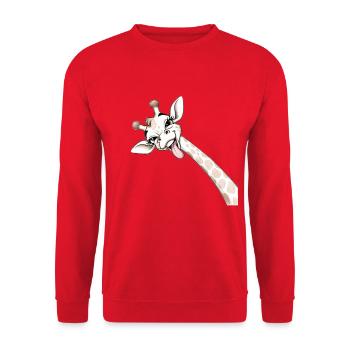 Girafe Joyeuse Langue Déployée - Sweat-shirt Unisexe - rouge - Devant - Alina (178cm) & Michal (187cm)