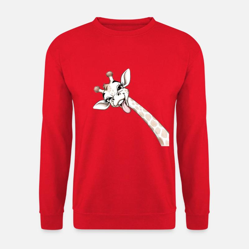 Fröhliche Giraffenzungen-Ausbreitung - Unisex Pullover - Rot