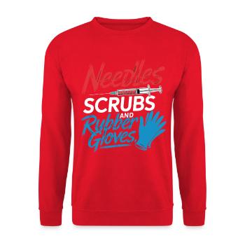 Needles Scrubs and Rubber Gloves - Unisex Pullover - Rot - Vorne - Alina (178cm) & Michal (187cm)