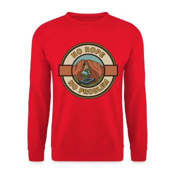 Kein Seil, kein Problem, Kletter-Abenteuer-Kunst - Unisex Pullover - Rot - Vorne - Alina (178cm) & Michal (187cm)